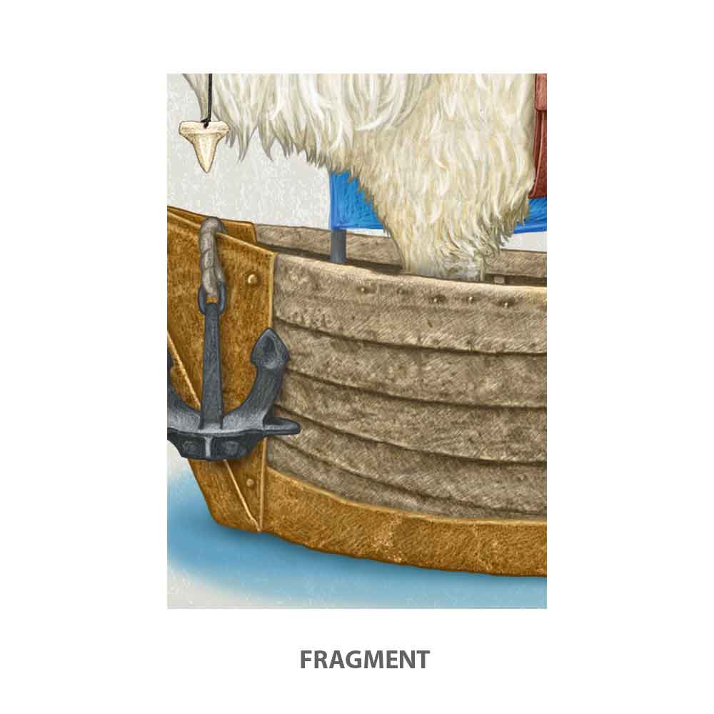 Papillon Dog in a boat art print S&G Studio fragment