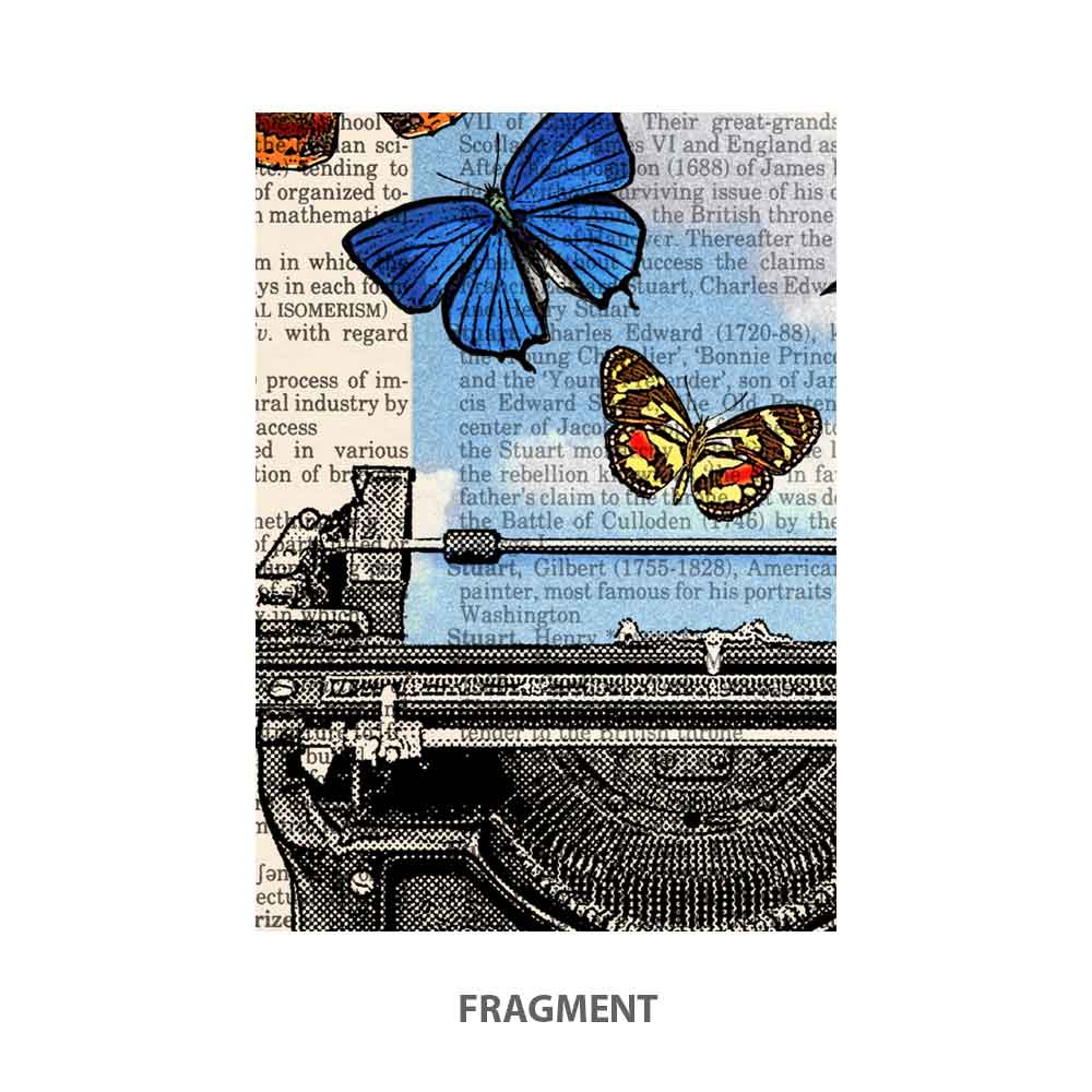Typewriter and butterflies art print S&G Studio fragment
