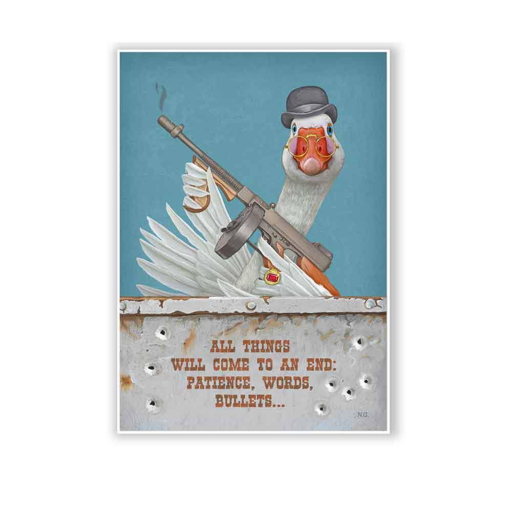 My new illustration of the comical Mr. Goose in the guise of a gangster.