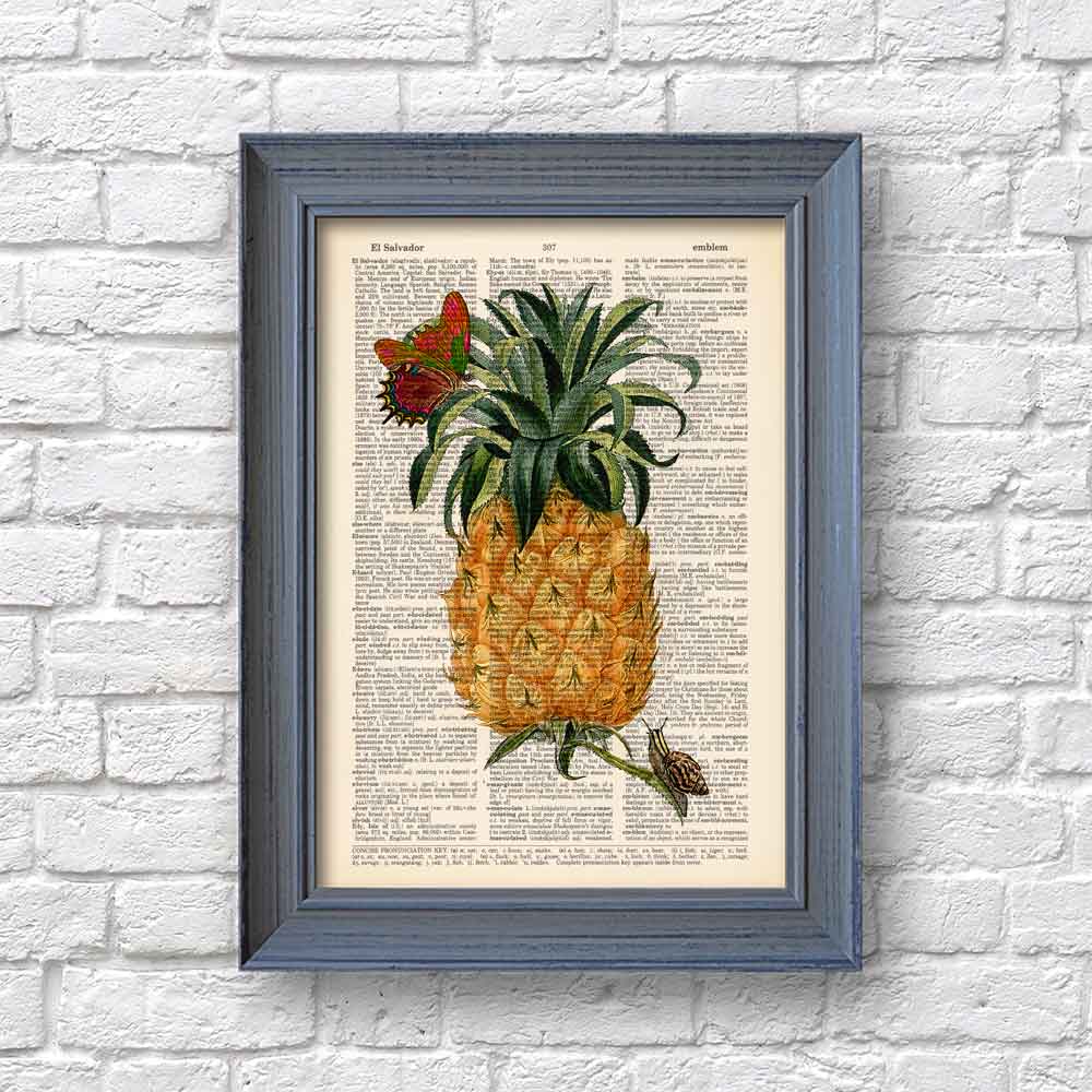 Pineapple, snail and Butterfly art print S&G Studio