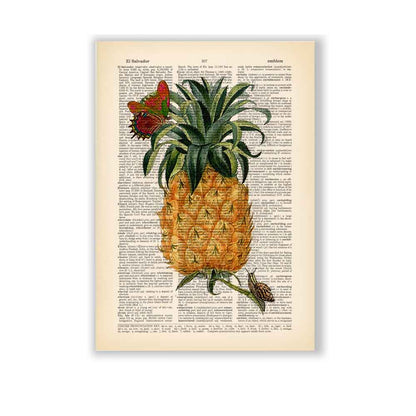 Pineapple, snail and Butterfly art print S&G Studio