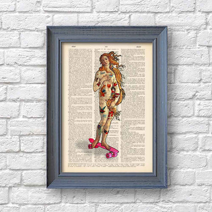 Aphrodite on skateboard art print S&G Studio