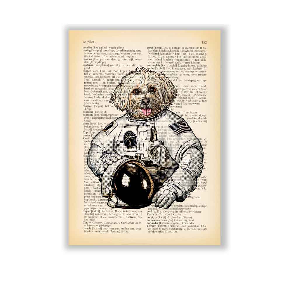 Dog astronaut art print S&G Studio