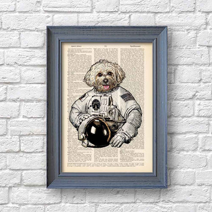 Dog astronaut art print S&G Studio