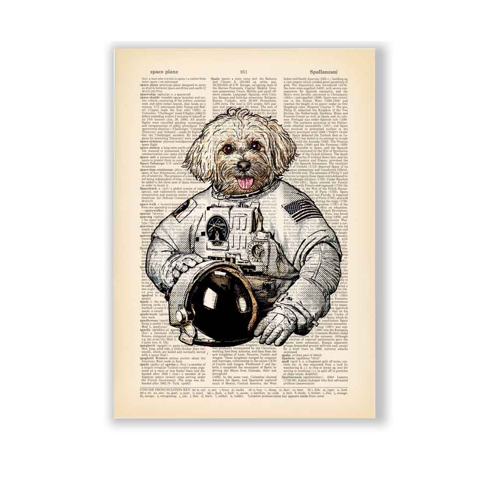 Dog astronaut art print S&G Studio