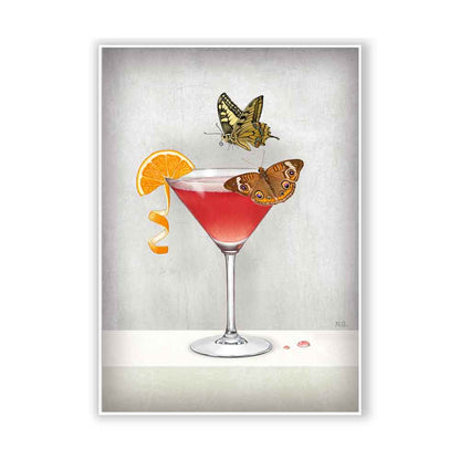 Cosmopolitan and Butterflies Art Print S&G Studio