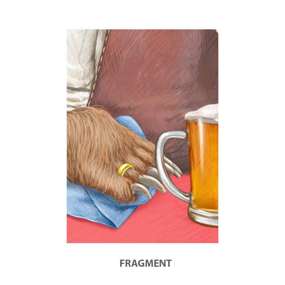 Grizzly bear with beer art poster S&G Studio fragment