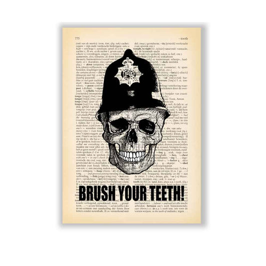 Skull with sign "Brush your teeth!" art print S&G Studio