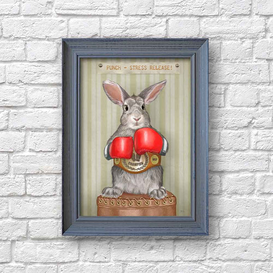 Rabbit Boxer Art Print S&G Studio framed