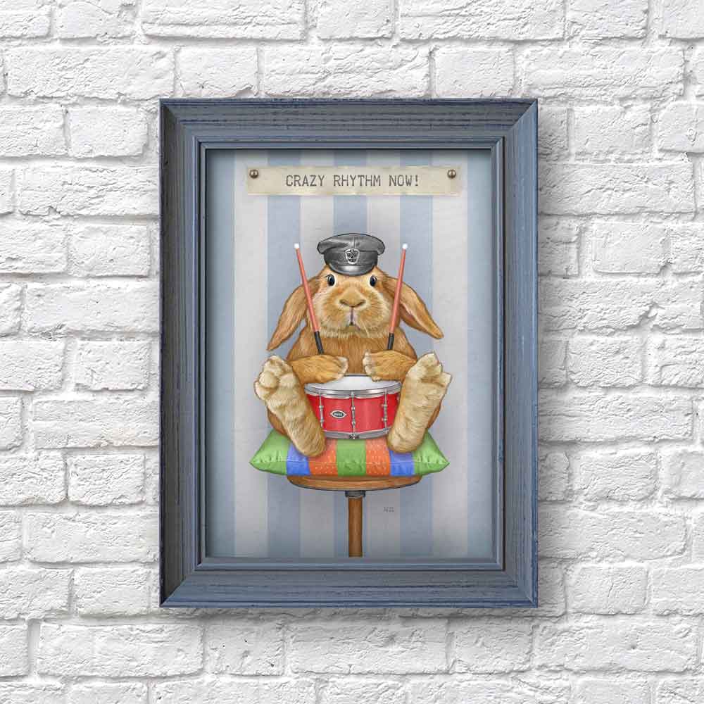 Rabbit Drummer Art Print S&G Studio