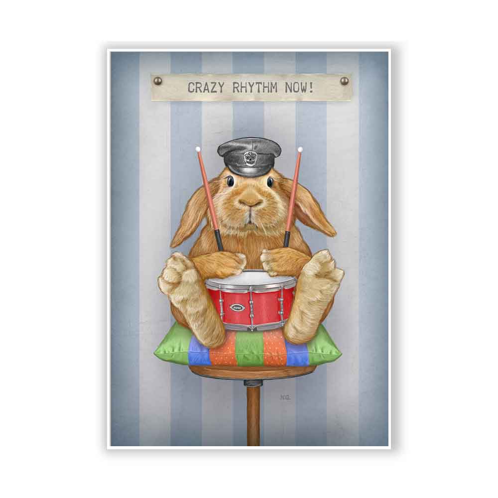 Rabbit Drummer Art Print S&G Studio