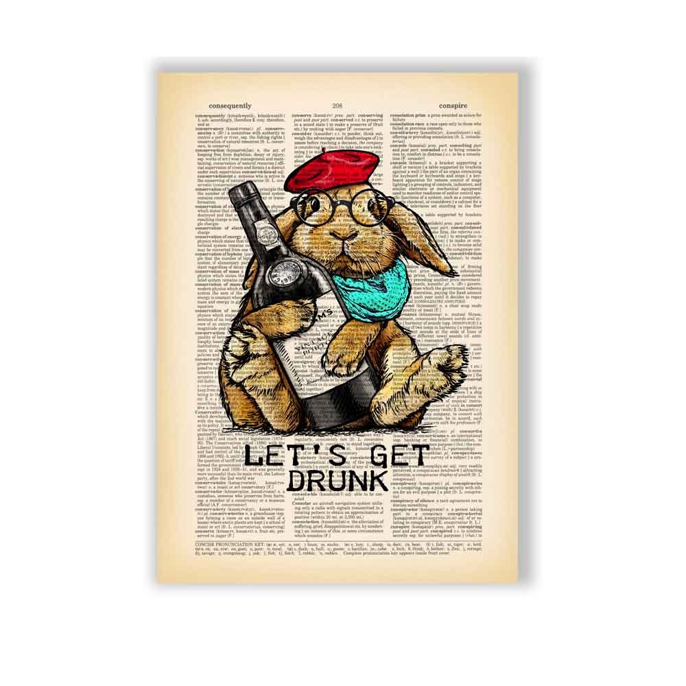 Rabbit with a Bottle art print S&G Studio