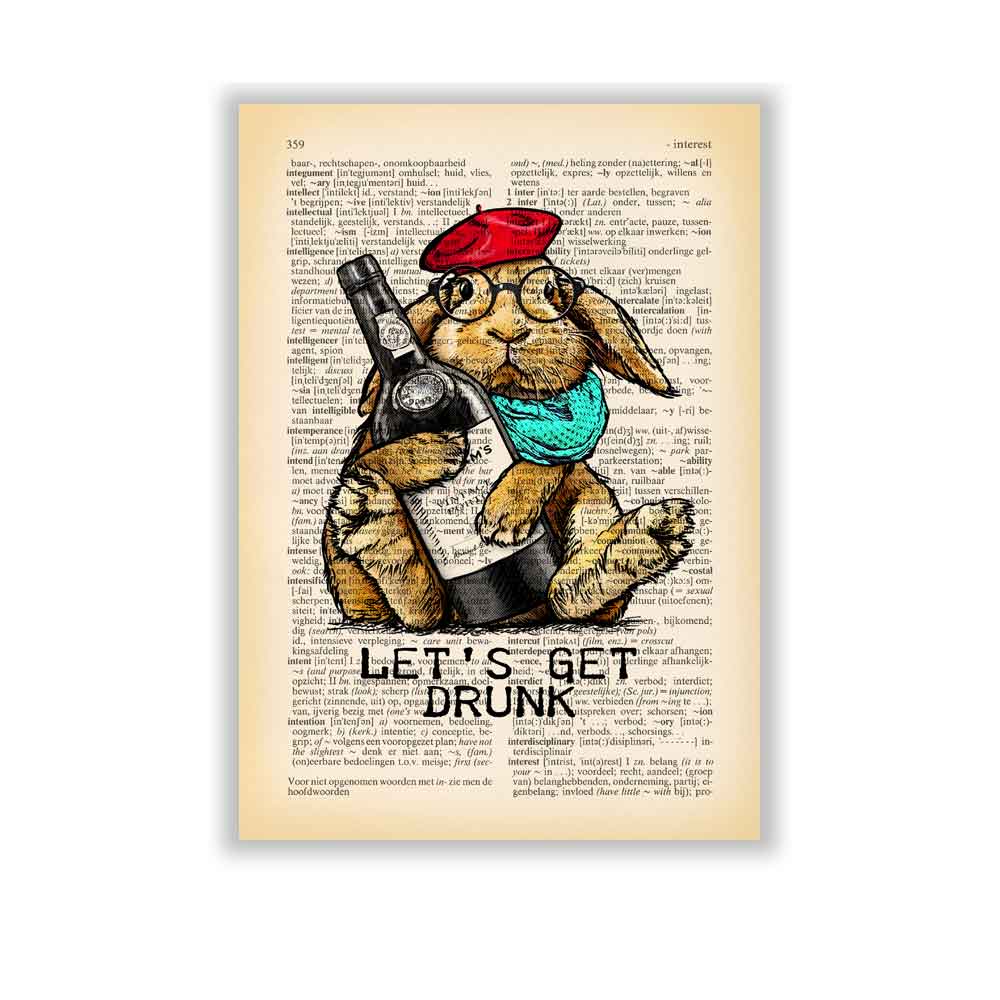 Rabbit with a Bottle art print S&G Studio