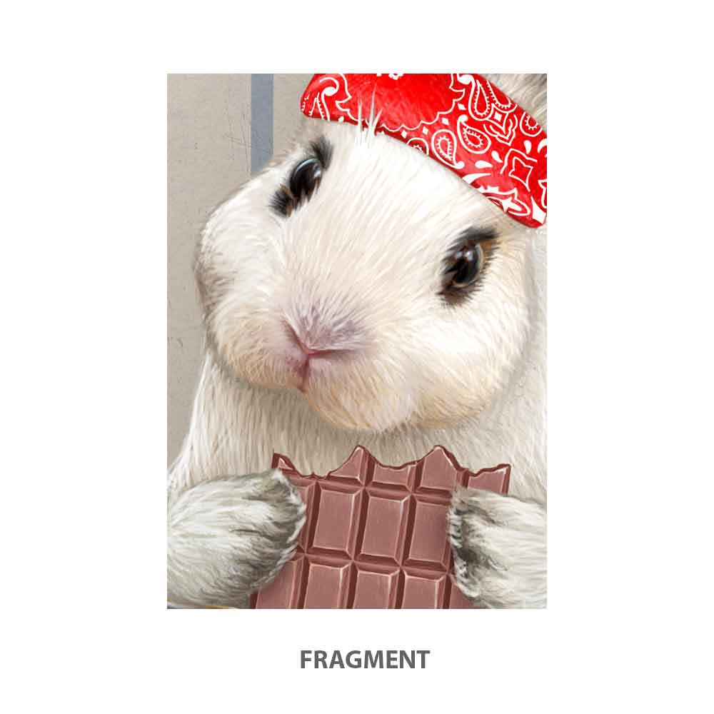 White Rabbit With Chocolate Art Print S&G Studio fragment