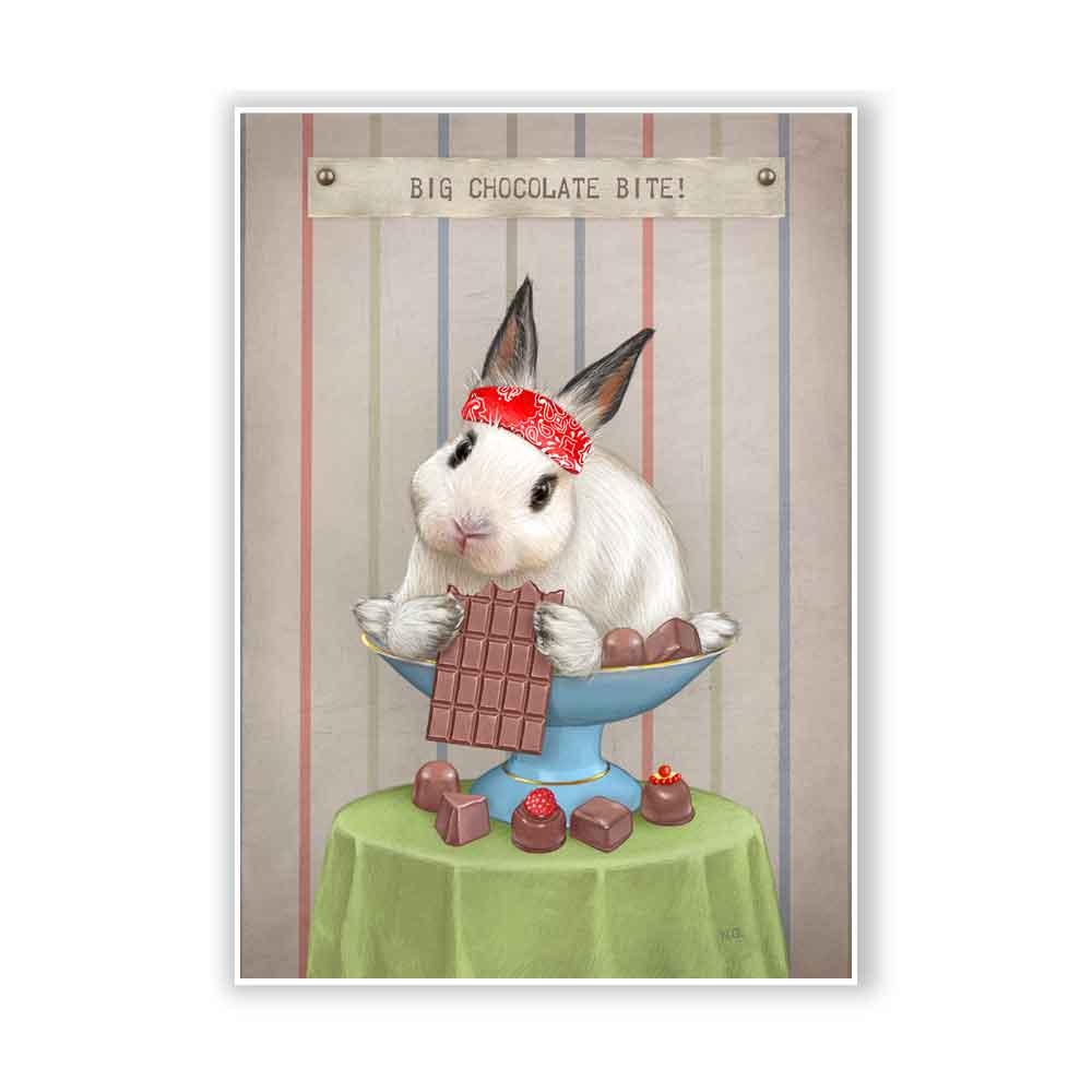 White Rabbit With Chocolate Art Print S&G Studio