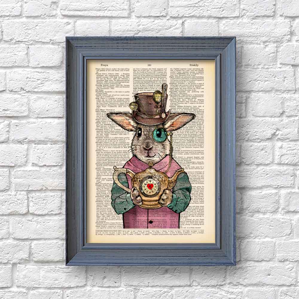 Rabbit with teapot art print S&G Studio