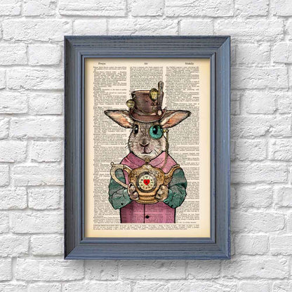 Rabbit with teapot art print S&G Studio