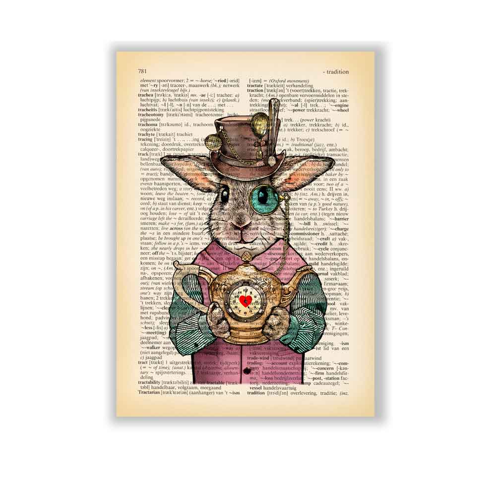 Rabbit with teapot art print S&G Studio small