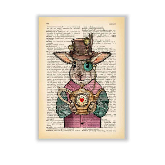 Rabbit with teapot art print S&G Studio small