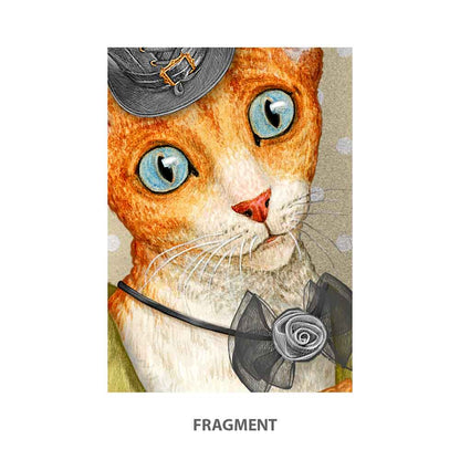 Victorian Cat with Tea Art Print S&G Studio fragment