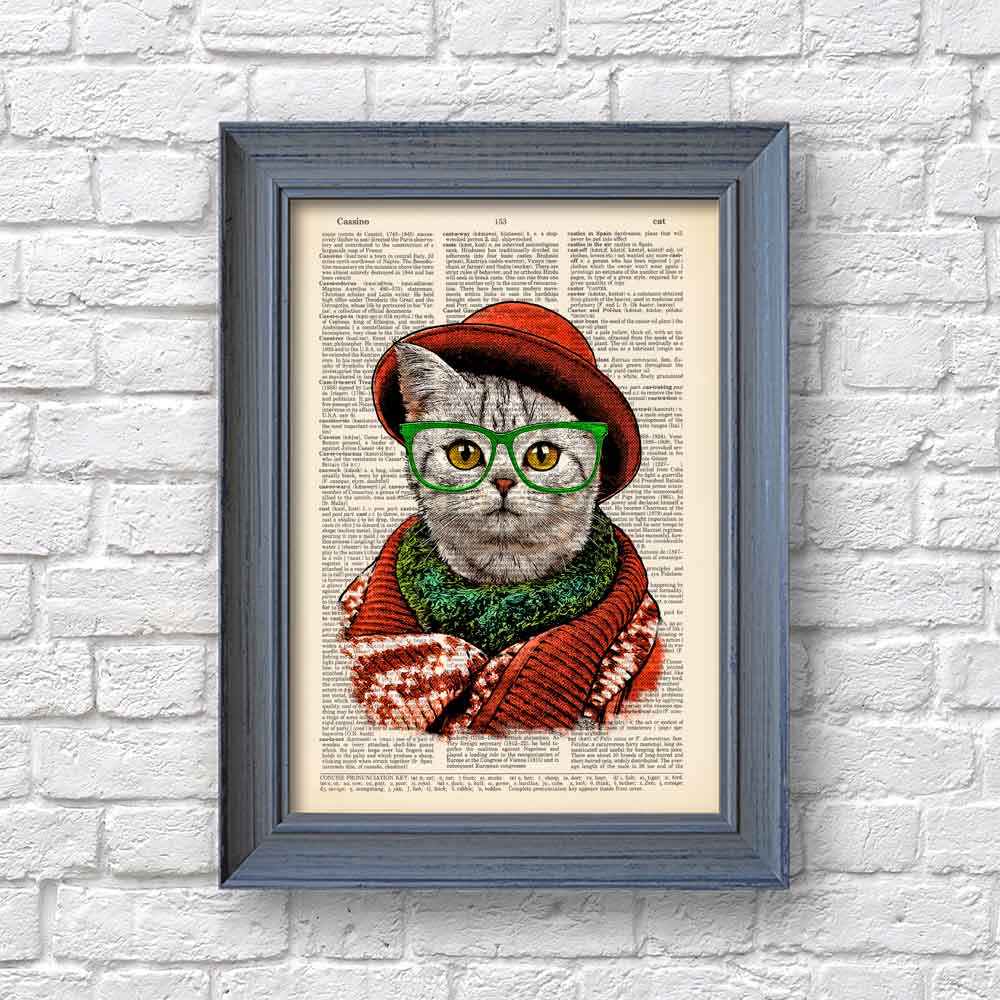 Cat in hat art print S&G Studio