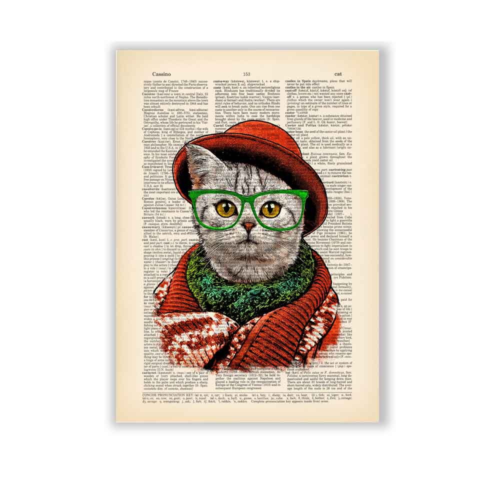 Cat in hat art print S&G Studio