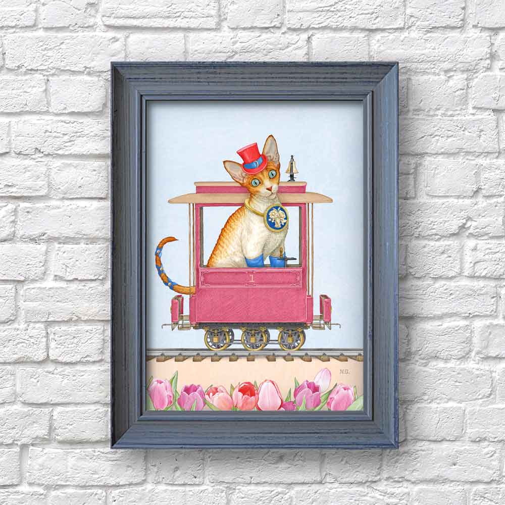 Cute Devon Rex cat poster S&G Studio