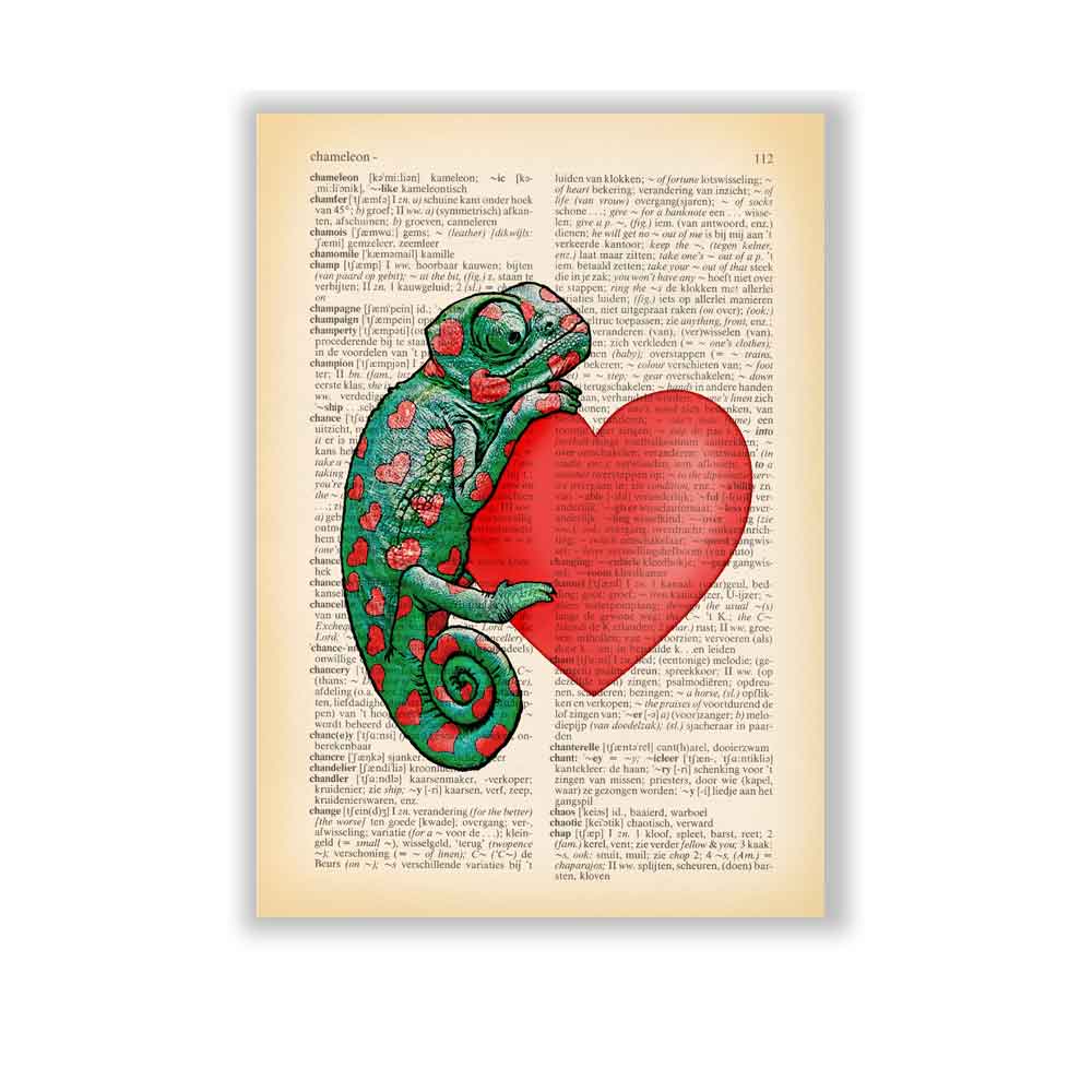 Chameleon with heart art print S&G Studio