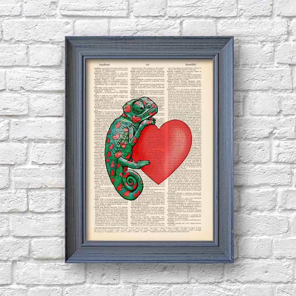 Chameleon with heart art print S&G Studio