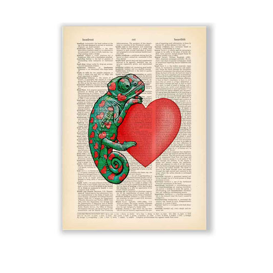 Chameleon with heart art print S&G Studio