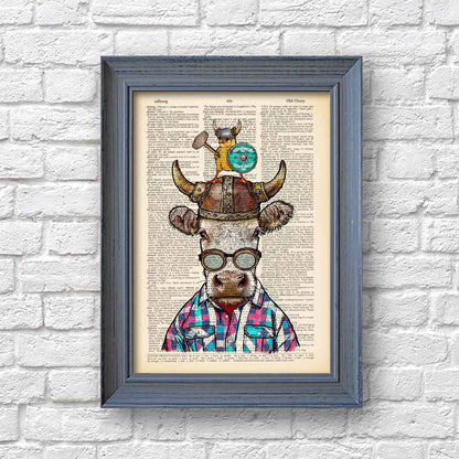 Bull and Chicken art print S&G Studio