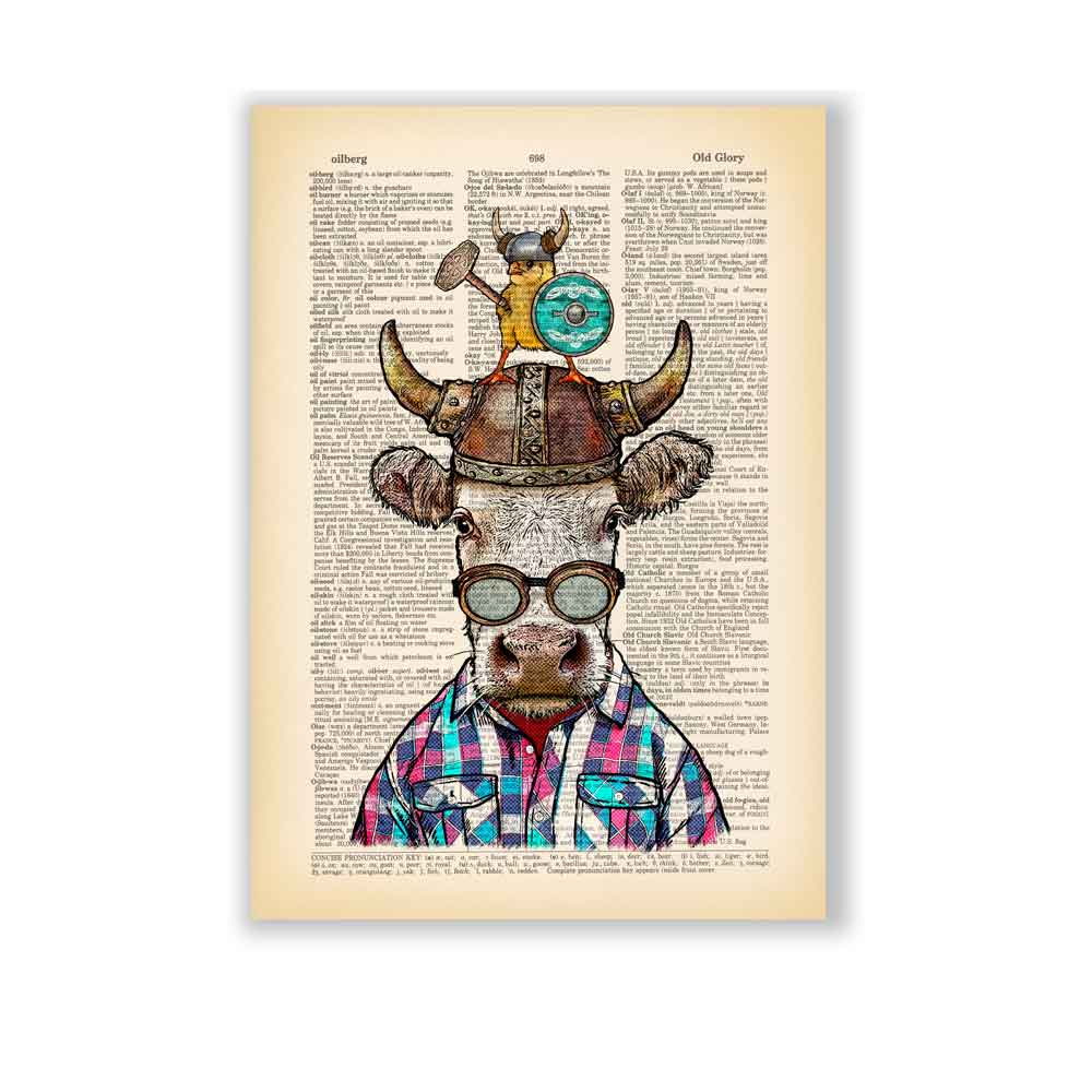 Bull and Chicken art print S&G Studio