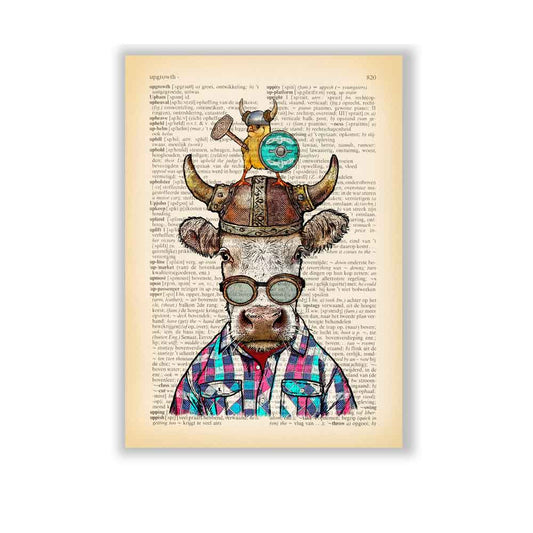 Bull and Chicken art print S&G Studio