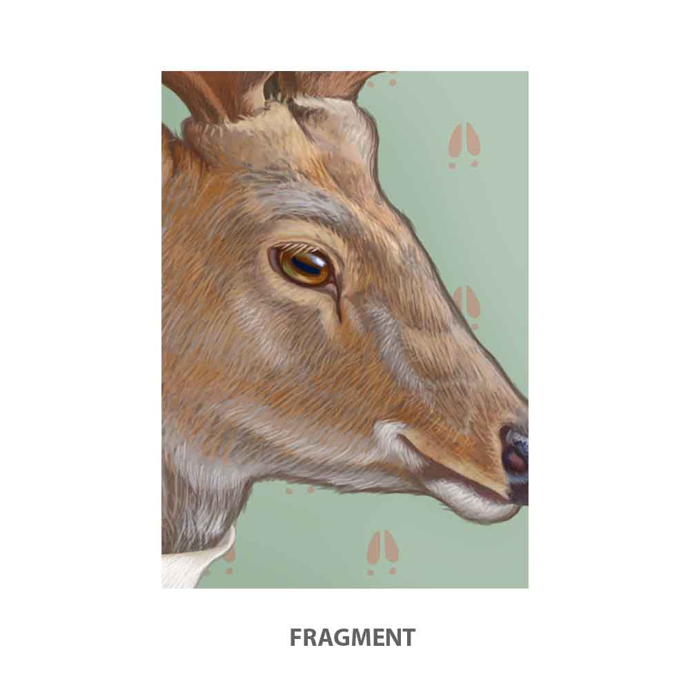 Deer With Wine Playing Billiard Art Print fragment S&G Studio