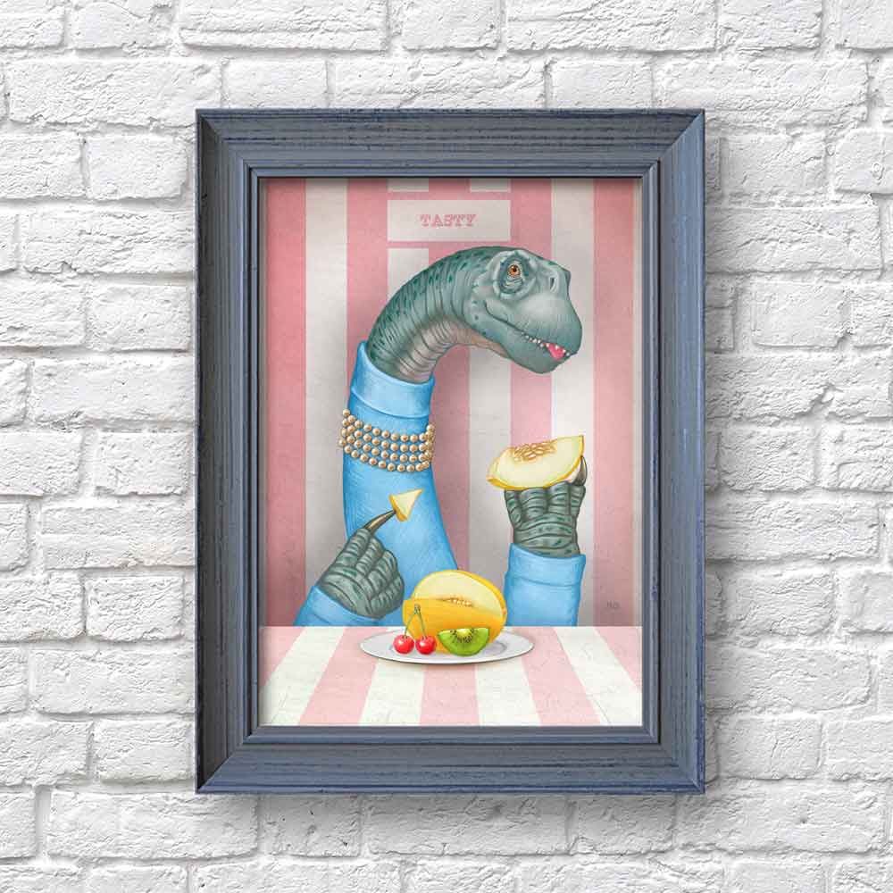 Brontosaurus with a melon art print S&G Studio