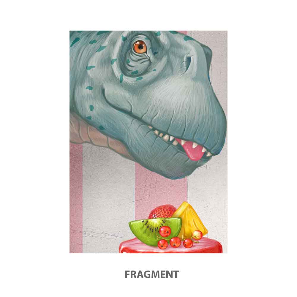 Brontosaurus with a cake art print S&G Studio fragment