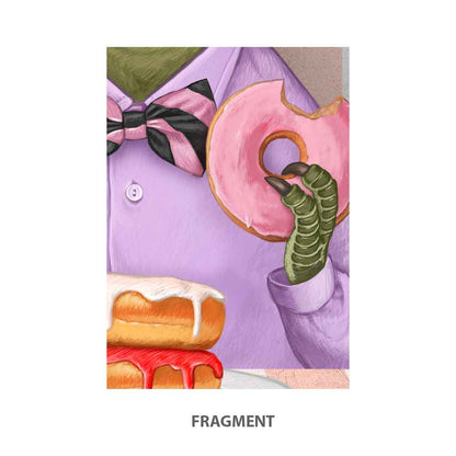 Tyrannosaurus Rex with donuts Art print S&G Studio fragment