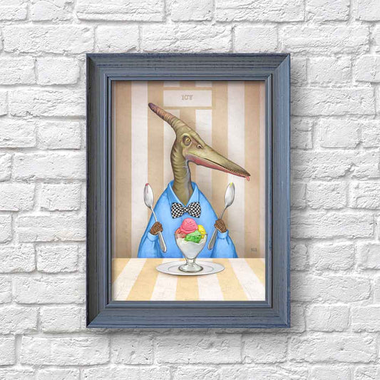 Pterodactyl with Ice Cream Art Print S&G Studio