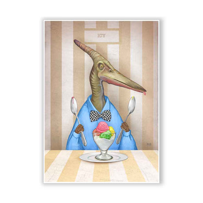 Pterodactyl with Ice Cream Art Print S&G Studio