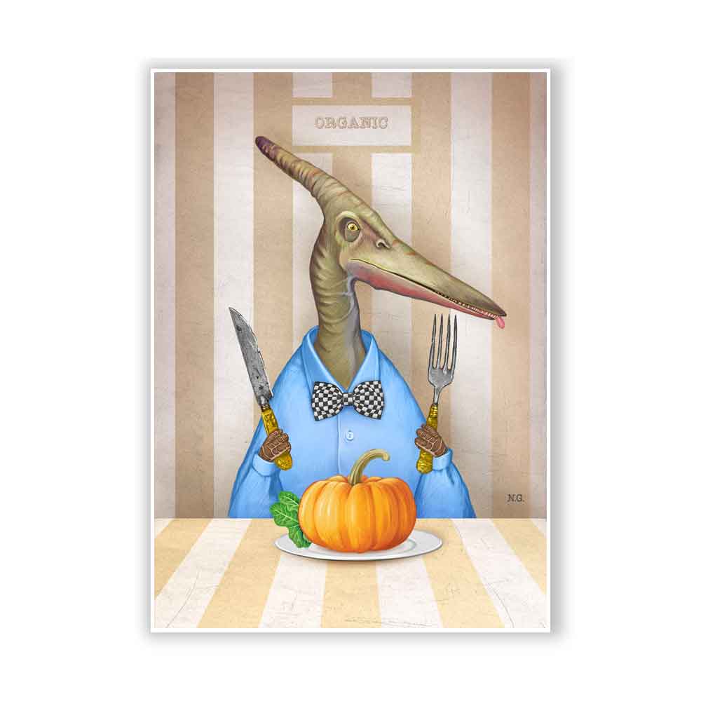 Pterodactyl with Pumpkin Art Print S&G Studio