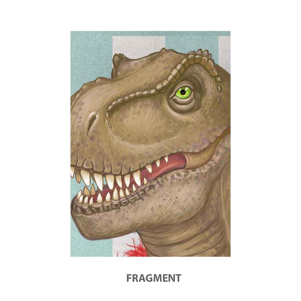 Lady Tyrannosaurus Rex with donuts art print S&G Studio fragment