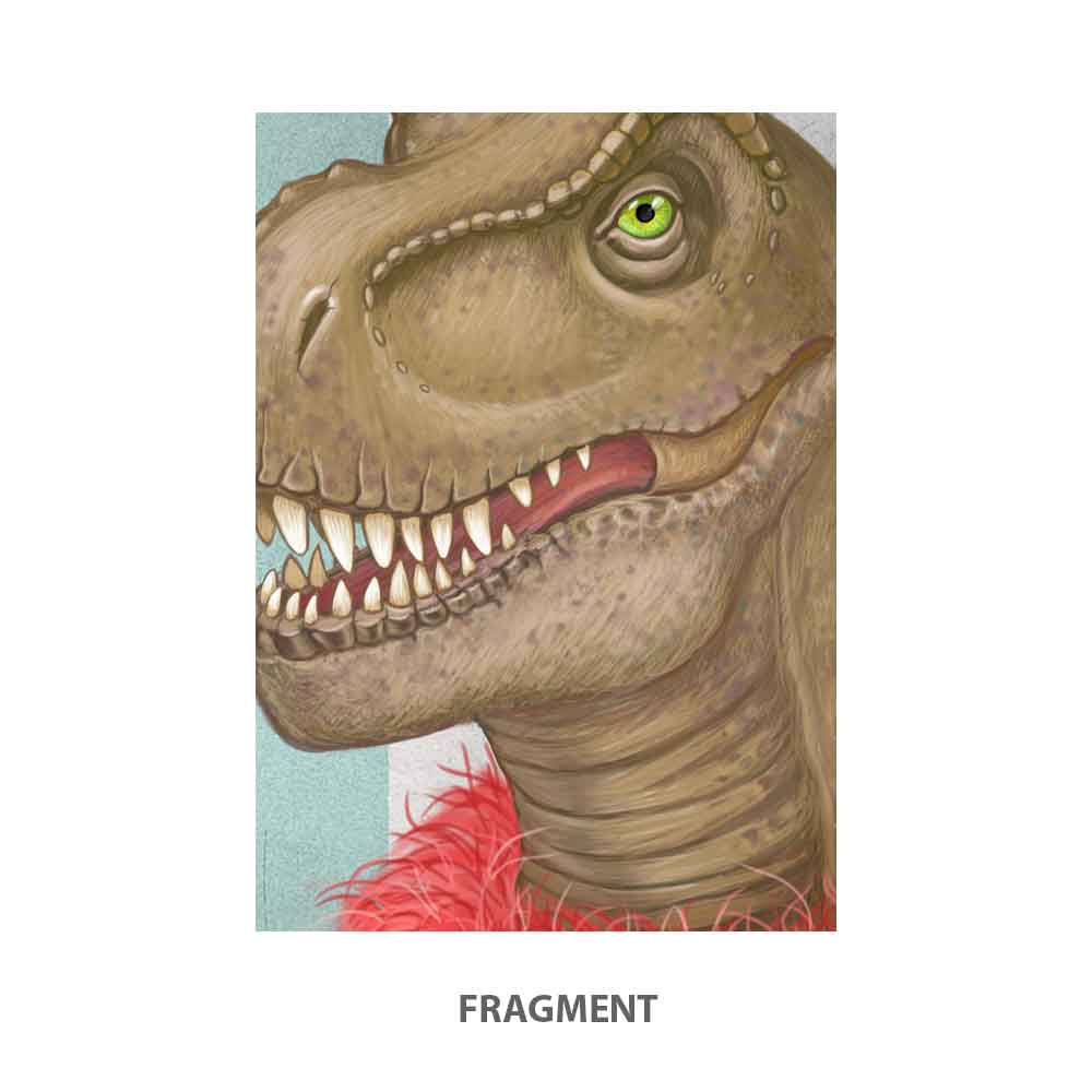 Tyrannosaurus Rex with vegetables art print S&G Studio fragment