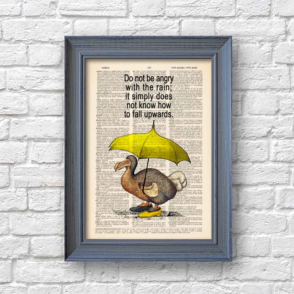 framed Art print of dodo bird with boots and vintage-inspired design elements