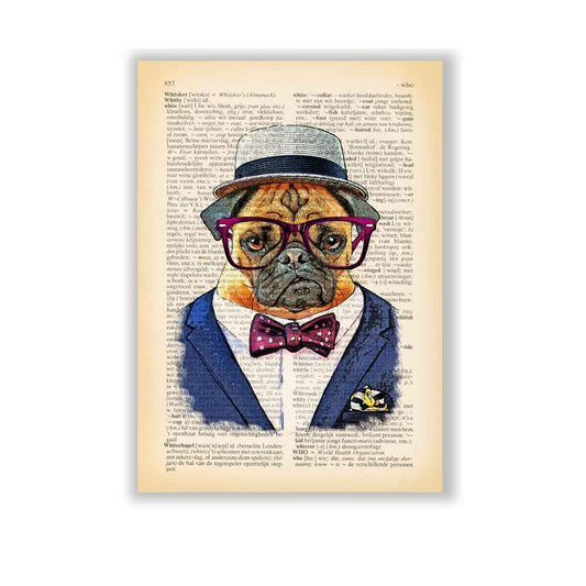 Pug in suit and hat art poster S&G Studio