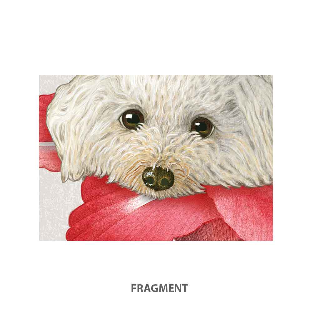 Puppy with flower art print S&G Studio fragment