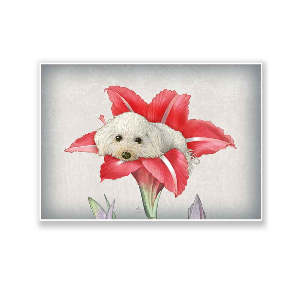 Puppy with flower art print S&G Studio