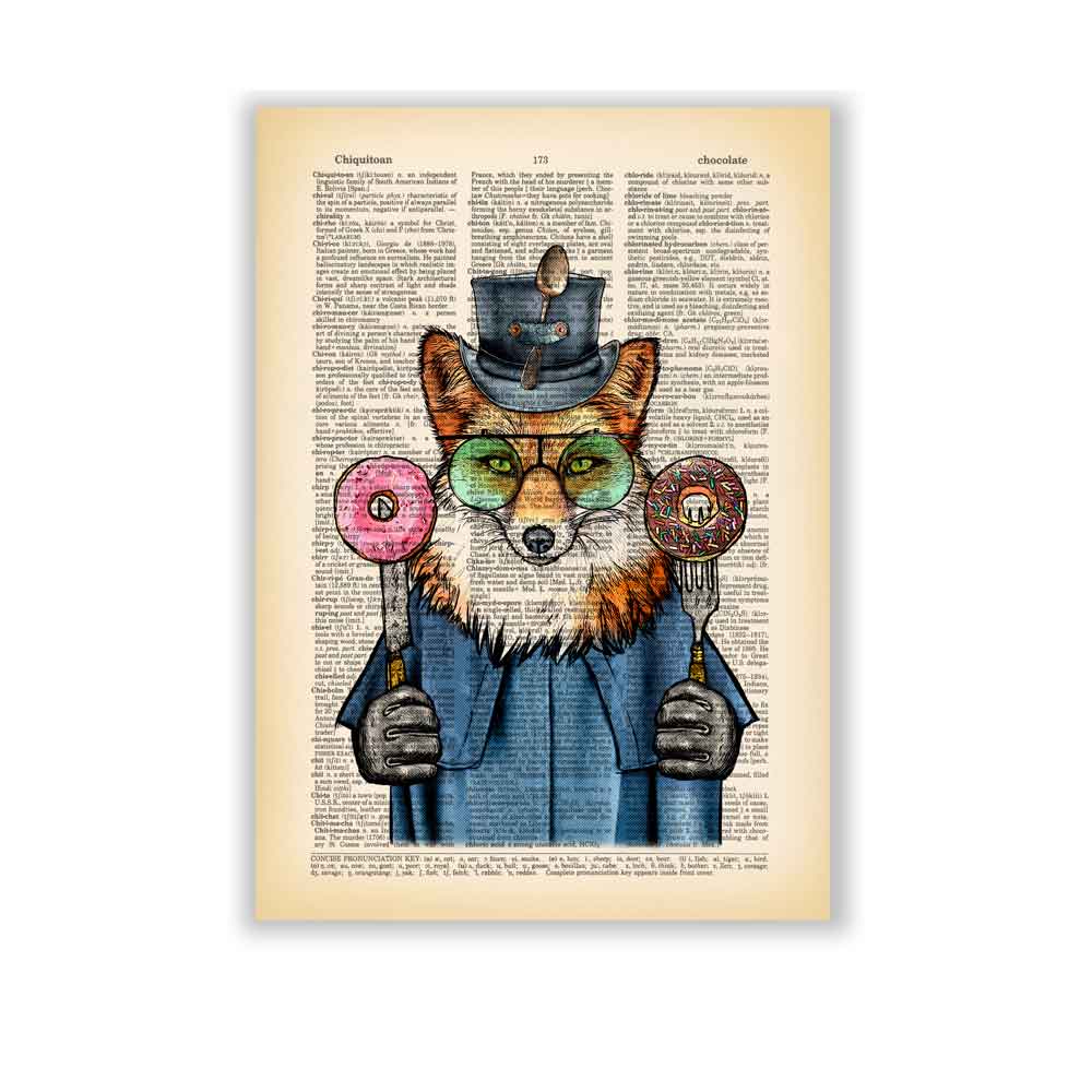 Red Fox with donuts art print S&G Studio