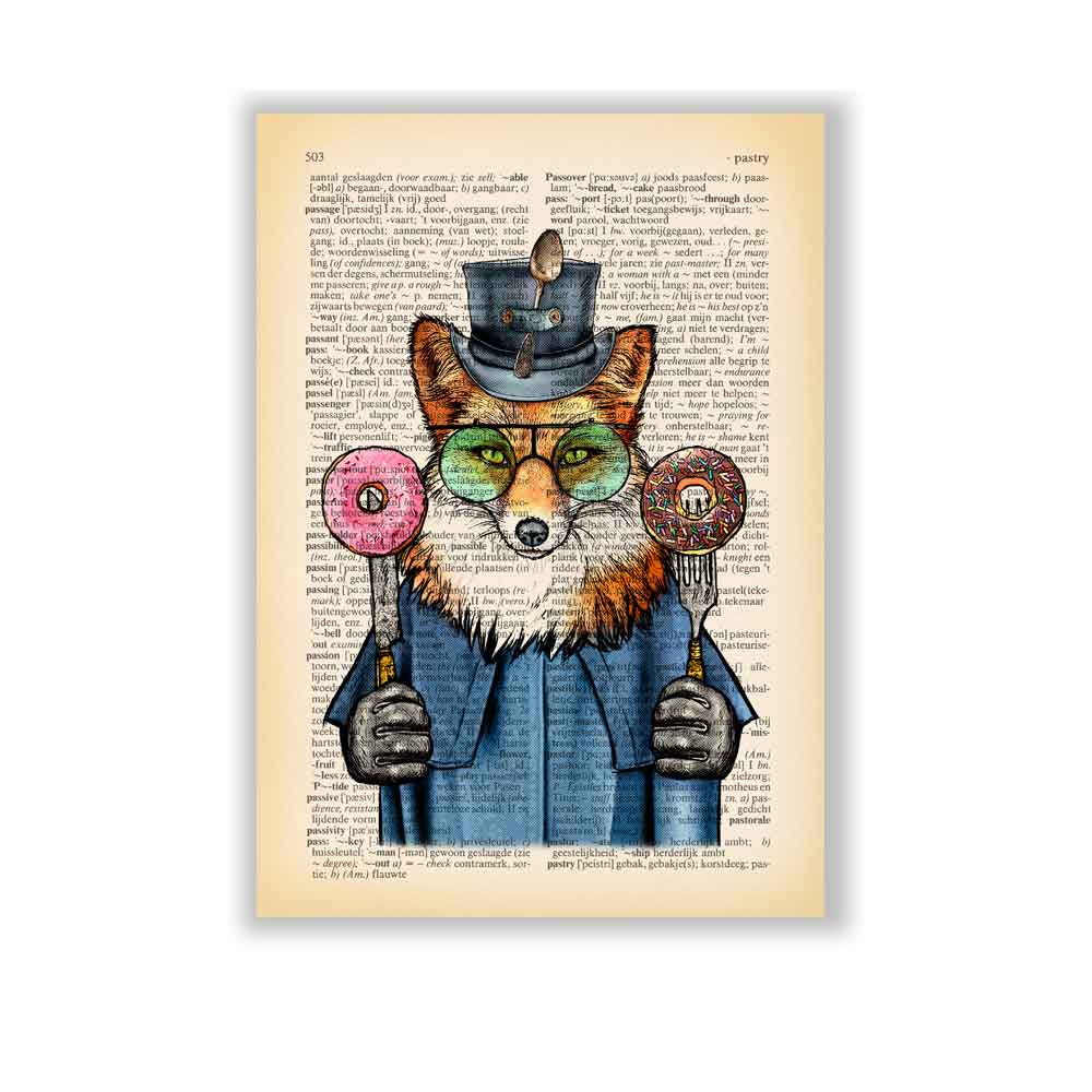 Red Fox with donuts art print S&G Studio small