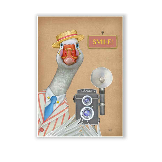 Goose with photo camera art print S&G Studio