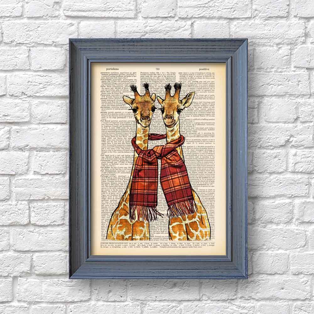 Giraffes with a scarf art print S&G Studio